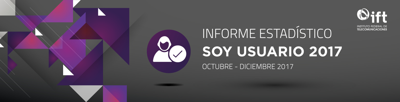 Portada Informe Estadístico Soy Usuario 2017, Octubre-Diciembre